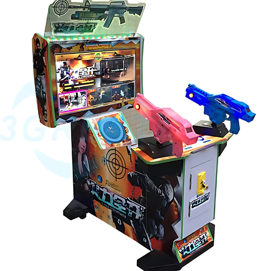 42" Triple Threat Arcade Shooter - 3-in-1 Gun Games (House of the Dead, Warzone, Aliens) | Dual-Blaster Co-op | Heavy-Duty Cabinet