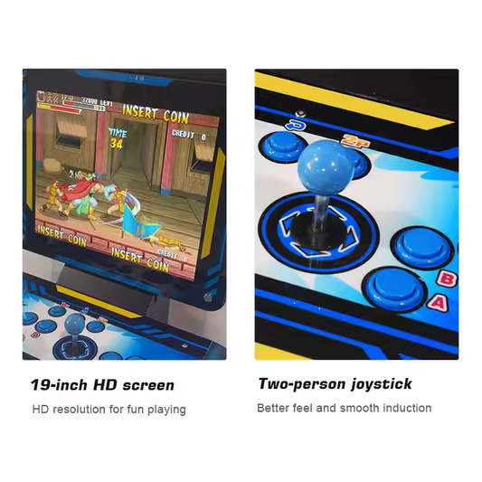 Classic Arcade Fighting Machine - 19" Screen, 33 Retro Games, Heavy-Duty Metal Cabinet (30kg) | Dual-Player | Plug & Play