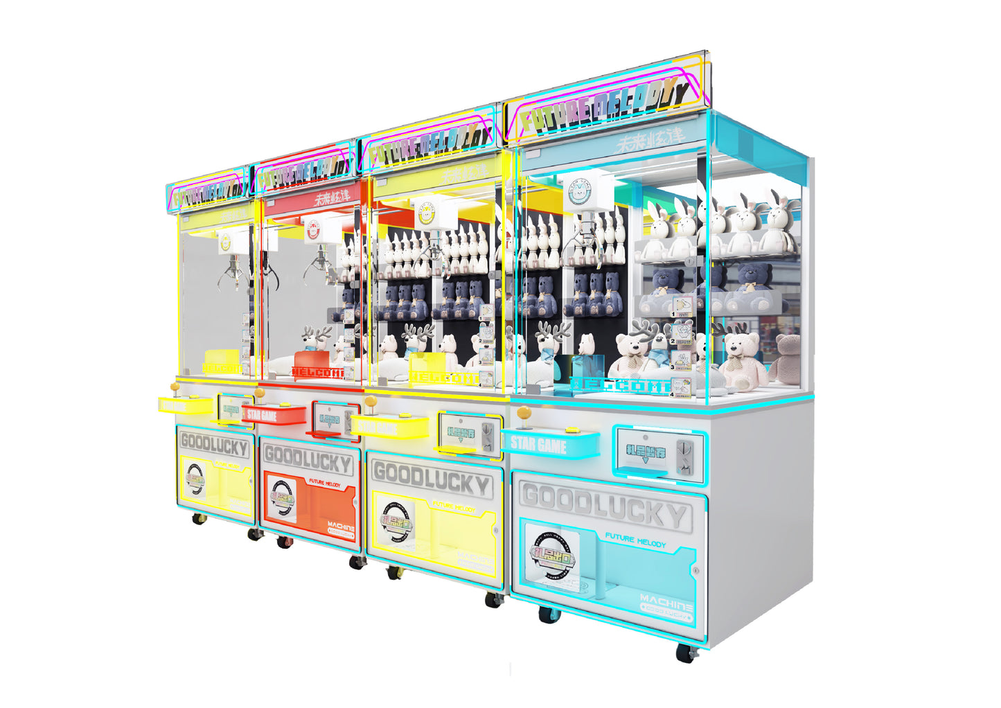 Deluxe Solo Claw Machine - Future Melody | XL Neon-Rich Cabinet, Dual-System Stability & Social-Ready Light Shows