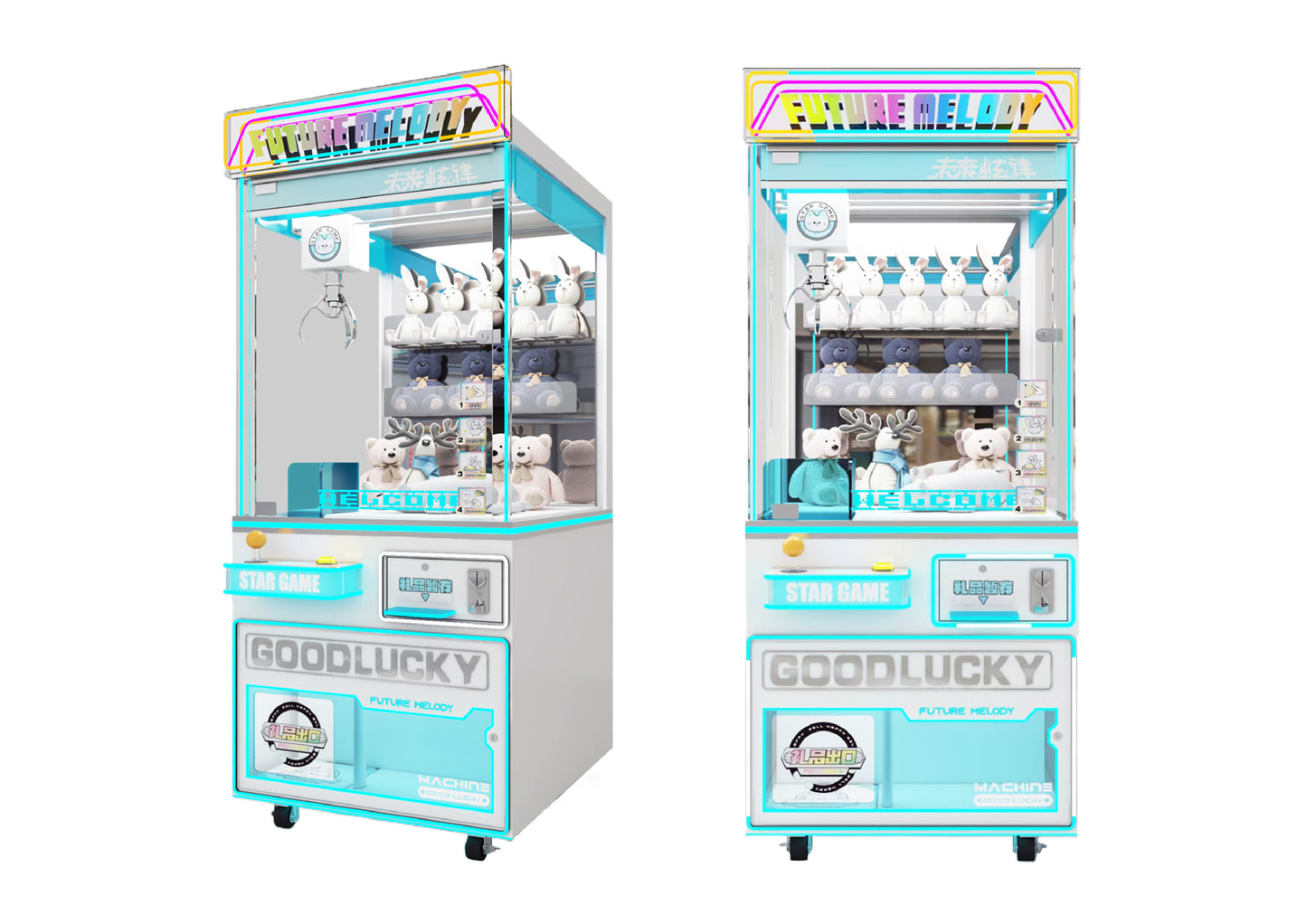 Deluxe Solo Claw Machine - Future Melody | XL Neon-Rich Cabinet, Dual-System Stability & Social-Ready Light Shows