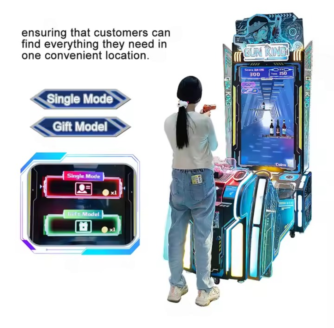 "Gun King Evolution Pro - 50" LCD Coin-Operated Arcade Shooting Machine | Multi-Game Simulator for Amusement Centers, Arcades & Family Entertainment | Wholesale Commercial Shooter Game