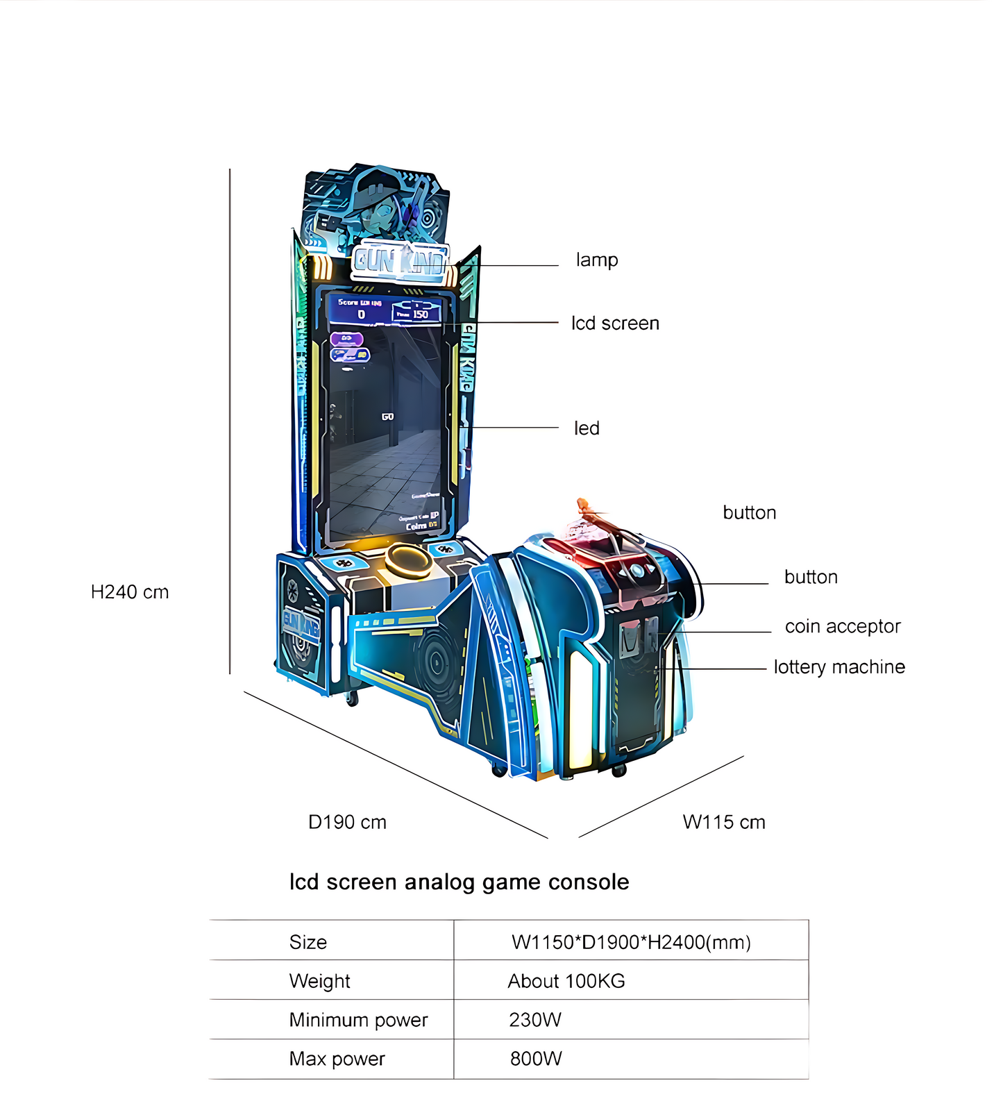 "Gun King Evolution Pro - 50" LCD Coin-Operated Arcade Shooting Machine | Multi-Game Simulator for Amusement Centers, Arcades & Family Entertainment | Wholesale Commercial Shooter Game