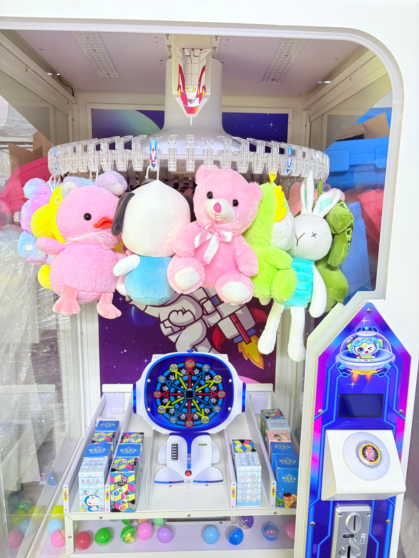 Triple Play Claw Arcade: Skill + Luck Game with 64 Prizes, Mini Eggs & 4 Themed Blind Boxes