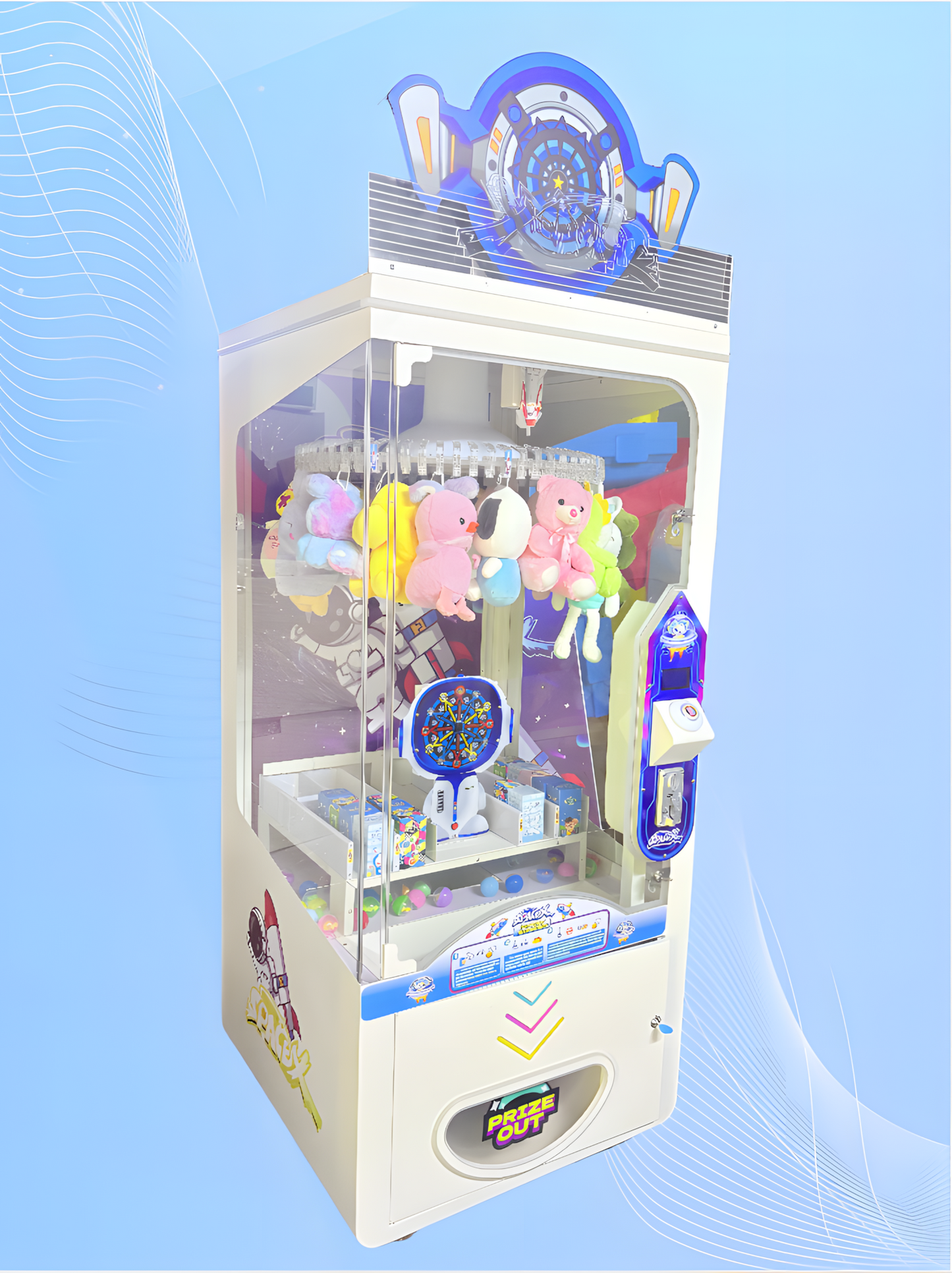 Triple Play Claw Arcade: Skill + Luck Game with 64 Prizes, Mini Eggs & 4 Themed Blind Boxes