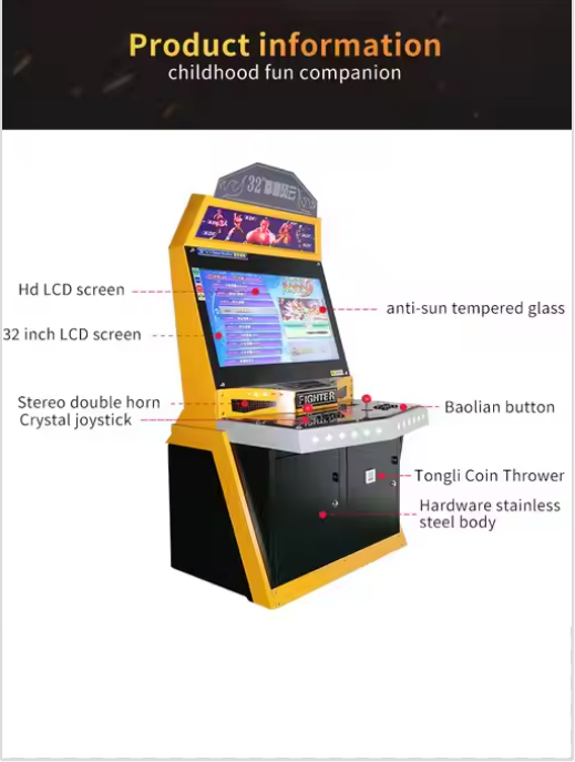 2-Player Classic Arcade Machine - 32" LCD Retro Gaming, 2000+ Games, 4P Battle Mode | Custom Payments | Global Voltage